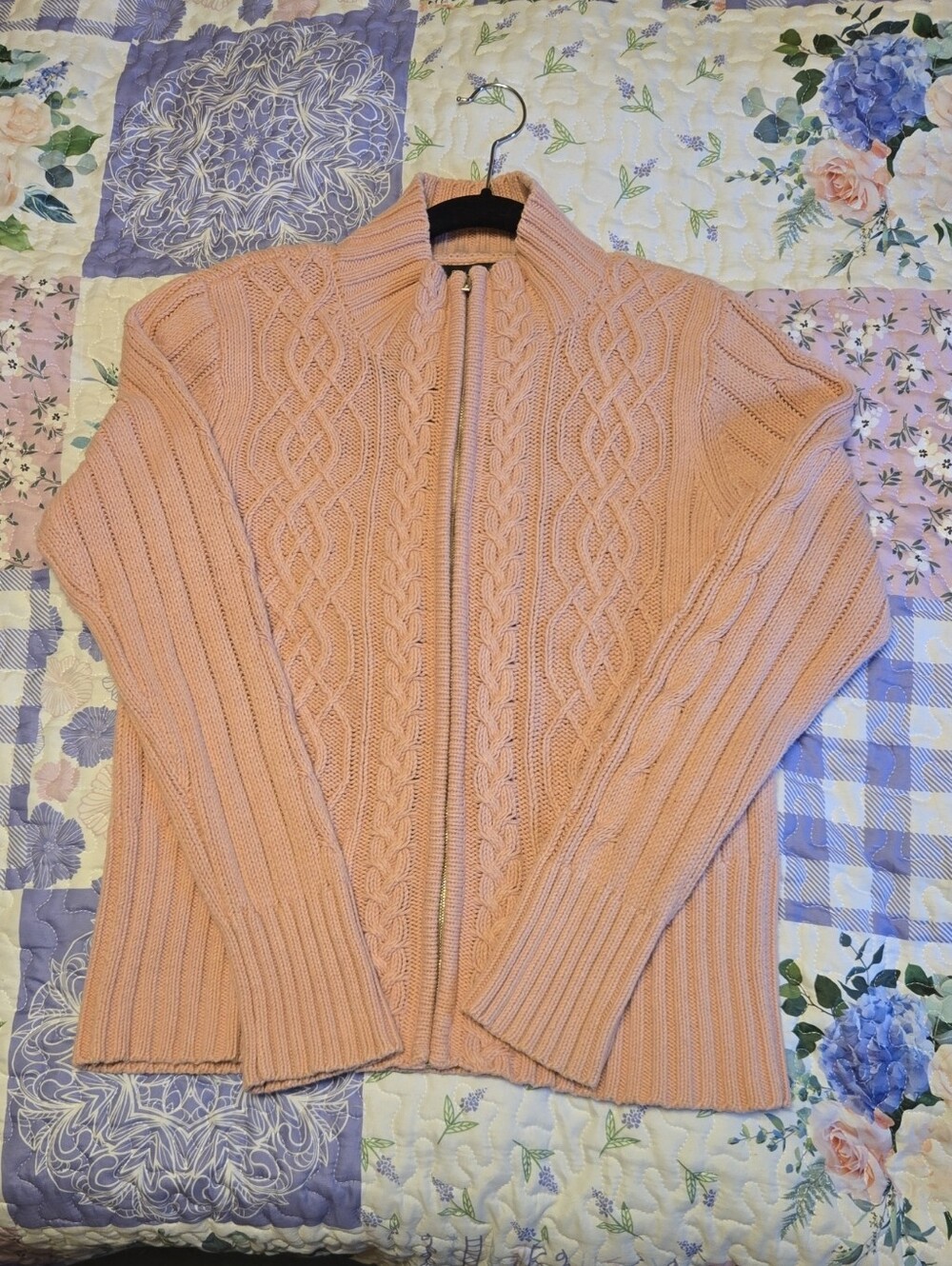 Liz Claiborne Pink Cable Zip Front Cardigan